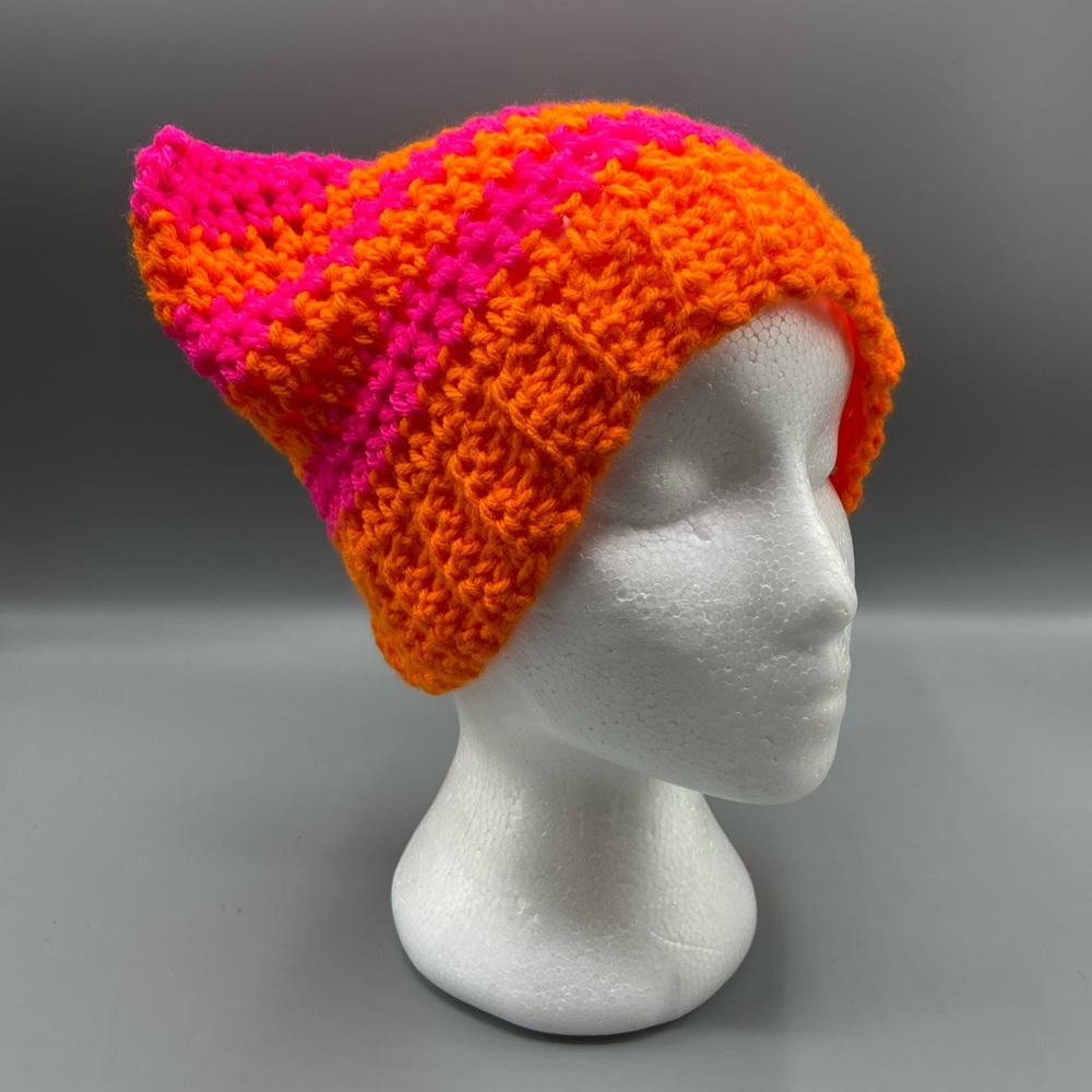 Custom cat beanie brim will be hot pink instead of the orange pictured - Picture 2 of 6